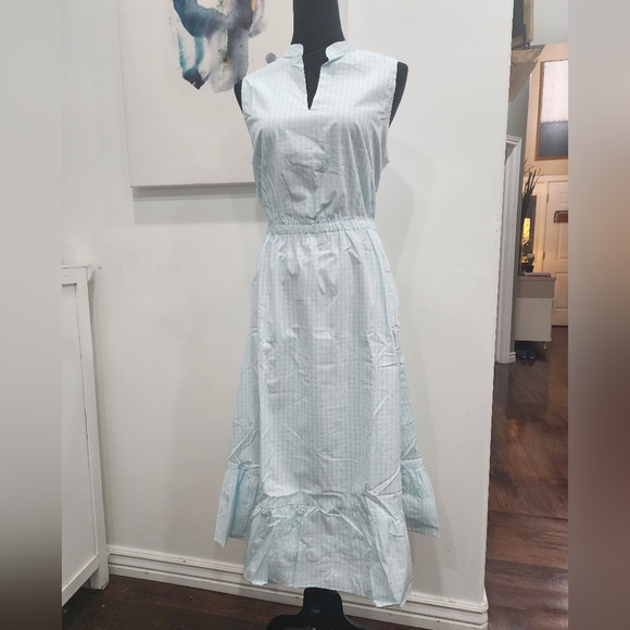 ANNE KLEIN,  NEW WITH TAGS,  Blue& White Gingham sleveless Midi dress. - Picture 5 of 16